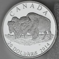 Canada 2014 $20 Bison #2 Bull and His Mate 1 oz Pure Silver Proof Edge Lettering