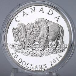 Canada 2014 $20 Bison #2 Bull and His Mate 1 oz Pure Silver Proof Edge Lettering