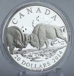 Canada 2014 $20 Bison #3 The Fight, 1 oz 99.99% Pure Silver Proof Edge Lettering