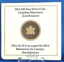 Canada 2014 $20 Canadian Dinosaurs Scutellosaurus 1 oz Pure Silver Proof Coin