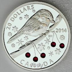 Canada 2014 $20 Chickadee with Swarovski Winter Berry Elements 1 oz. Pure Silver