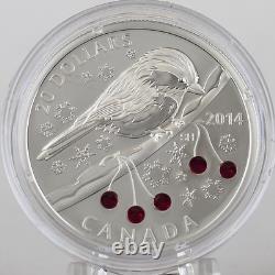 Canada 2014 $20 Chickadee with Swarovski Winter Berry Elements 1 oz. Pure Silver