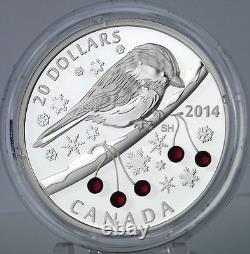 Canada 2014 $20 Chickadee with Swarovski Winter Berry Elements 1 oz. Pure Silver