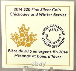 Canada 2014 $20 Chickadee with Swarovski Winter Berry Elements 1 oz. Pure Silver