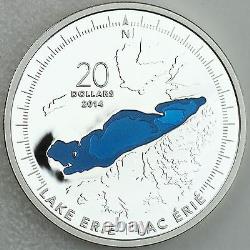 Canada 2014 $20 Lake Erie, 1 oz. Pure Silver Proof with Translucent Blue Enamel