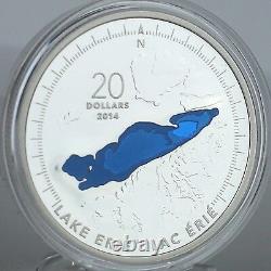 Canada 2014 $20 Lake Erie, 1 oz. Pure Silver Proof with Translucent Blue Enamel