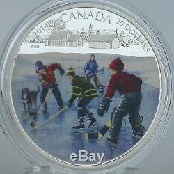 Canada 2014 $20 Pond Hockey, 1 oz. 99.99% Pure Silver Color Proof Coin