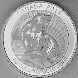 Canada 2014 $20 Wolverine Untamed Canada #3 99.99% Pure Silver Proof Coin