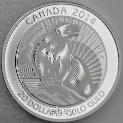 Canada 2014 $20 Wolverine Untamed Canada #3 99.99% Pure Silver Proof Coin