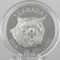 Canada 2014 $25 Canada Lynx, 99.99% Pure Silver Ultra-High Relief Proof Coin