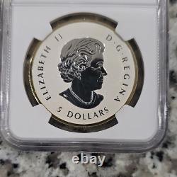 Canada 2014 $5 Maple Leaf Gilt Reverse Proof Silver Commemorative NGC PF 70