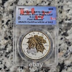 Canada 2014 $5 Maple Leaf Reverse Proof ANACS RP70 0.9999 Silver Commemorative