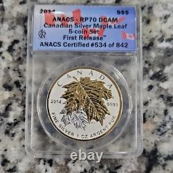 Canada 2014 $5 Maple Leaf Reverse Proof ANACS RP70 0.9999 Silver Commemorative