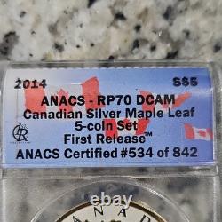 Canada 2014 $5 Maple Leaf Reverse Proof ANACS RP70 0.9999 Silver Commemorative