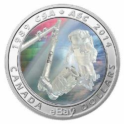 Canada 2014 Canadian Space Agency CSA 25th $20 Silver Proof Achromatic Hologram