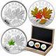 Canada 2014 Majestic Maple Leaves 3 Coin Set $20 Pure Silver Proof Color Jade