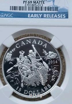 Canada 2014 NGC PF 69 MATTE 99.99% SILVER $15 The Voyageurs Exploring Canada