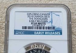 Canada 2014 NGC PF 69 MATTE 99.99% SILVER $15 The Voyageurs Exploring Canada