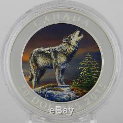 Canada 2015 $20 The Wolf 1 Troy oz. 99.99% Pure Silver Uncirculated Color Proof