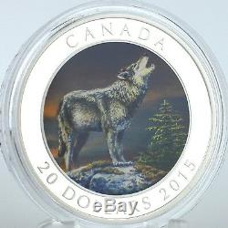Canada 2015 $20 The Wolf 1 Troy oz. 99.99% Pure Silver Uncirculated Color Proof