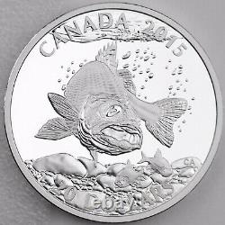 Canada 2015 $20 Walleye 1 oz 99.99% Pure Silver Proof with Edge Lettering