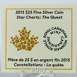 Canada 2015 $25 The Quest One Oz. Pure Silver Glow-in-the-Dark Color Proof Coin