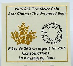 Canada 2015 $25 Wounded Bear 1 Oz. Pure Silver Glow-in-the-Dark Color Proof Coin