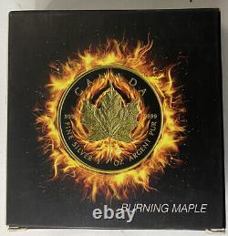 Canada 2015 $5 Reverse Proof Burning Maple Silver Coin cd