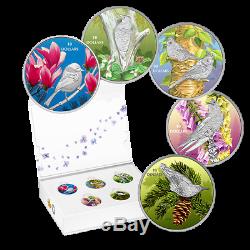 Canada 2015 5 x 10$ Colourful Songbirds Of Canada Silver Coin Proof Set 5 Coins