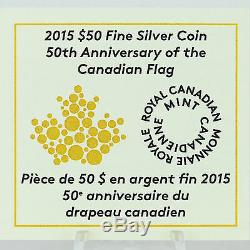 Canada 2015 $50 Canadian Flag 50th Anniversary 1.5 oz. Pure Silver Rectangular