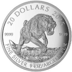 Canada 2015 American Scimitar Sabre-tooth Cat 20$ Silver Proof Coin Perfect