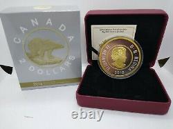 Canada 2015 Big Coin Polar Bear 5 Oz Silver Gold Plated Proof complete as issued