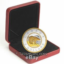 Canada 2015 Big Coins Series Polar Bear $2 Toonie 5 Oz Silver Gold Plated Proof