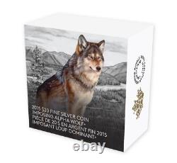 Canada 2015 Imposing Alpha Wolf $20 Pure 1 Oz Colored Silver Proof Coin Perfect