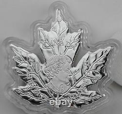 Canada 2016 $20 Canadian Maple Leaf Shaped Coin, 99.99% Pure Silver Color Proof