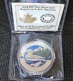 Canada 2016 $20 Geometry in Art The Loon 1 oz 99.99% Pure Silver Proof Coin