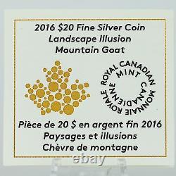 Canada 2016 $20 Landscape Illusion Mountain Goat 99.99% Pure Silver Color Proof