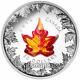 Canada 2016 Autumn Radiance Murano Glass Maple Leaf $50 5 Oz Pure Silver Proof