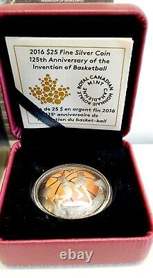 Canada 2016 Basketball 125th Anniv of Invention 1 Oz Silver Proof Convex Coin
