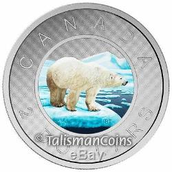 Canada 2016 Big Coins Series #6 Polar Bear Color $2 Toonie 5 Oz Silver Proof