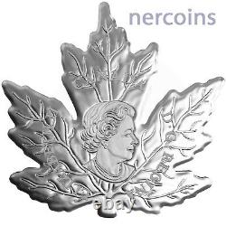 Canada 2016 Maple Leaf Shaped Colored $20 1 Oz Pure Silver Proof Coin Perfect