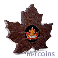 Canada 2016 Maple Leaf Shaped Colored $20 1 Oz Pure Silver Proof Coin Perfect
