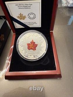 Canada 2016 Murano GLASS MAPLE LEAF Autumn Radiance $50 5 Oz Silver Proof