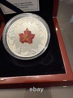 Canada 2016 Murano GLASS MAPLE LEAF Autumn Radiance $50 5 Oz Silver Proof