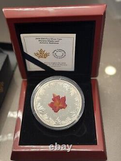 Canada 2016 Murano GLASS MAPLE LEAF Autumn Radiance $50 5 Oz Silver Proof