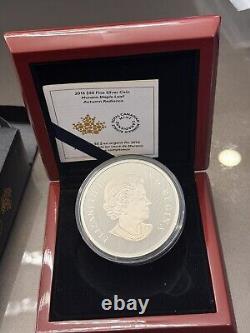 Canada 2016 Murano GLASS MAPLE LEAF Autumn Radiance $50 5 Oz Silver Proof