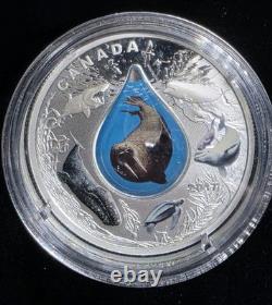 Canada 2017 $20 Canadian Underwater Life 1 oz Pure Silver Proof with Water Drop