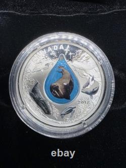 Canada 2017 $20 Canadian Underwater Life 1 oz Pure Silver Proof with Water Drop