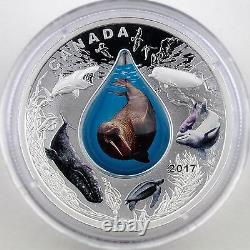 Canada 2017 $20 Canadian Underwater Life 1 oz Pure Silver Proof with Water Drop