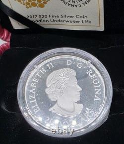 Canada 2017 $20 Canadian Underwater Life 1 oz Pure Silver Proof with Water Drop